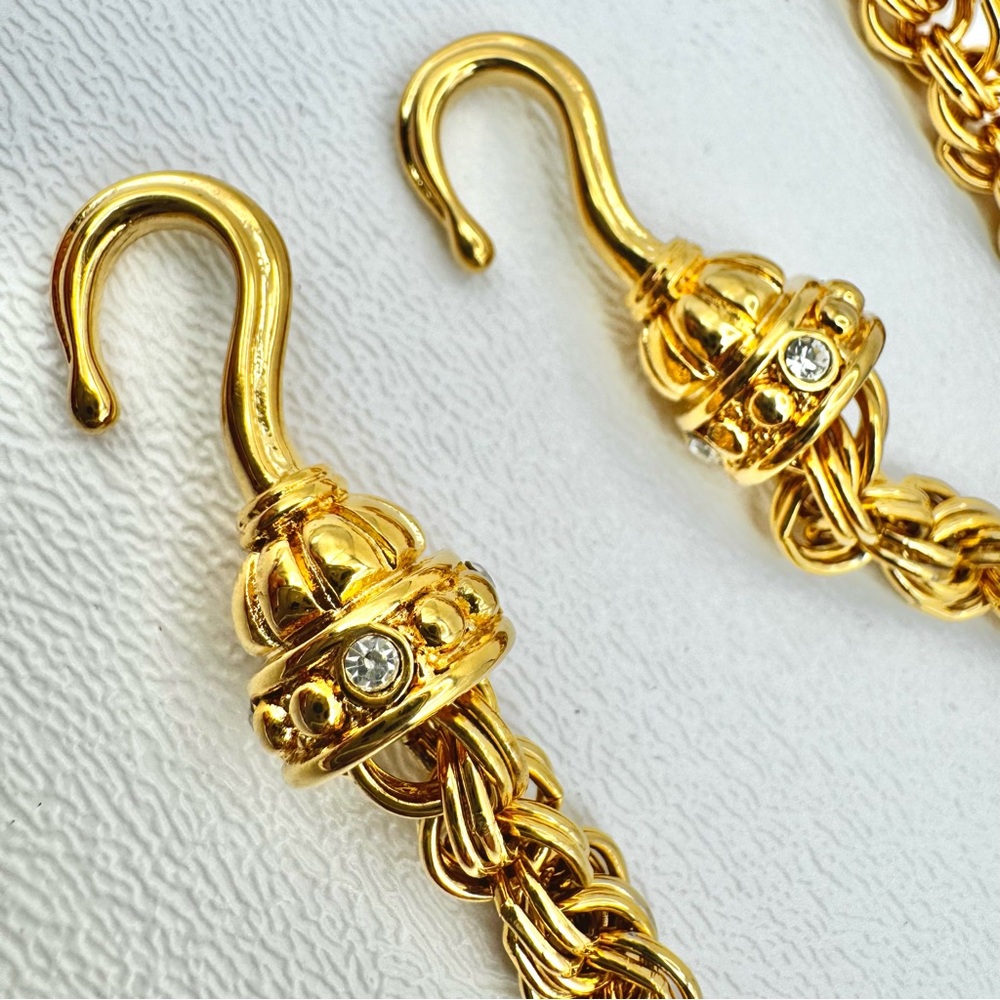 Thick Gold Chain with Hooks Crystal Accents Necklace Glasses Chain VTG Statement